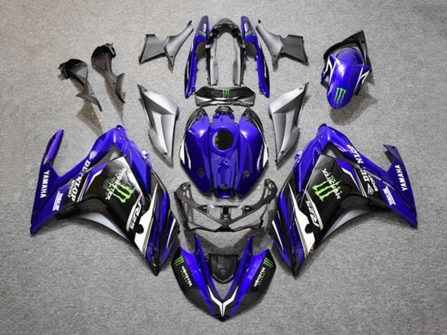 Carénages Moto Yamaha YZF R3/R25 2015-2018 - Bleu Argent Noir Monstre