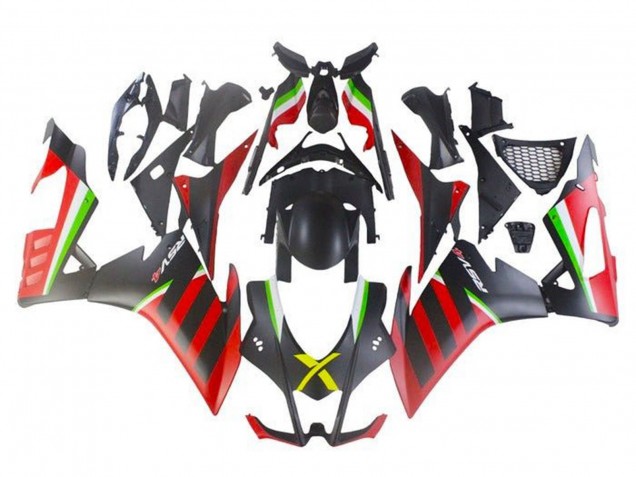 Carénages Moto Aprilia RSV4 1000 2016-2020 - Noir Mat Rouge Vert Bande