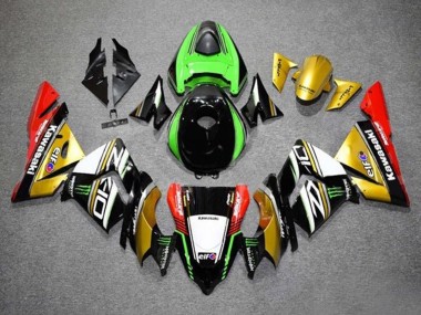 Carénages Moto Kawasaki ZX10R 2004-2005 - Or Noir Vert Blanc Rouge