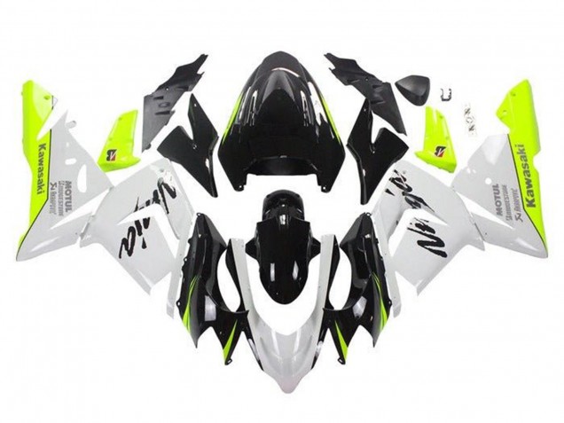 Carénages Moto Kawasaki ZX10R 2004-2005 - Blanc Noir Jaune Néon