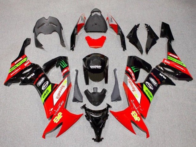 Carénages Moto Kawasaki ZX10R 2008-2010 - Rouge Vert Noir Jaune