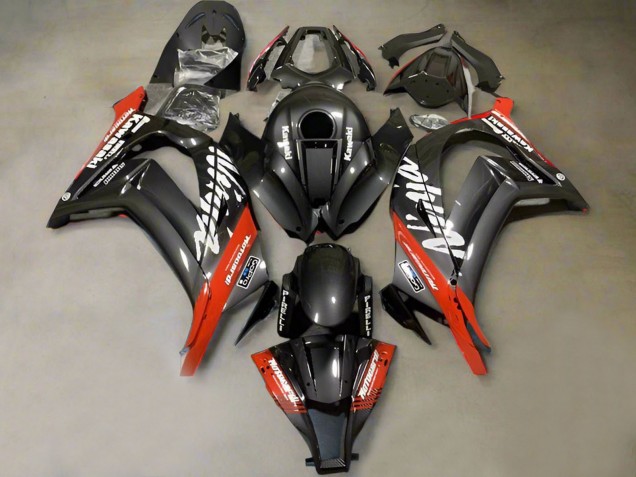 Carénages Moto Kawasaki ZX10R 2011-2015 - Fausse Fibre de Carbone Rouge Blanc