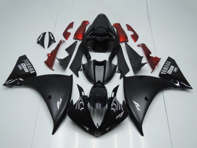 Carénages Moto Yamaha YZF R1 2012-2014 - Noir Brillant Noir Mat Rouge