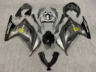 Carénages Moto Kawasaki EX300 2013-2024 - Gris Mat Noir Jaune Monstre