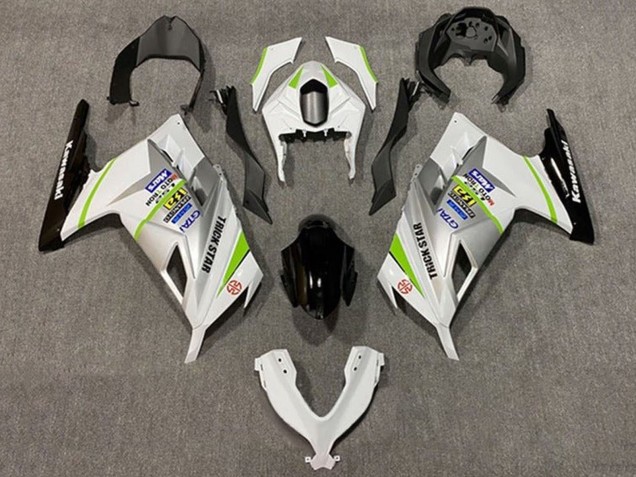 Carénages Moto Kawasaki EX300 2013-2024 - Blanc Argent Vert Noir