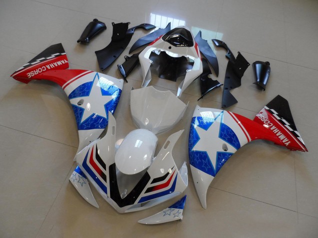 Carénages Moto Yamaha YZF R1 2012-2014 - Blanc Bleu Rouge Noir Étoile