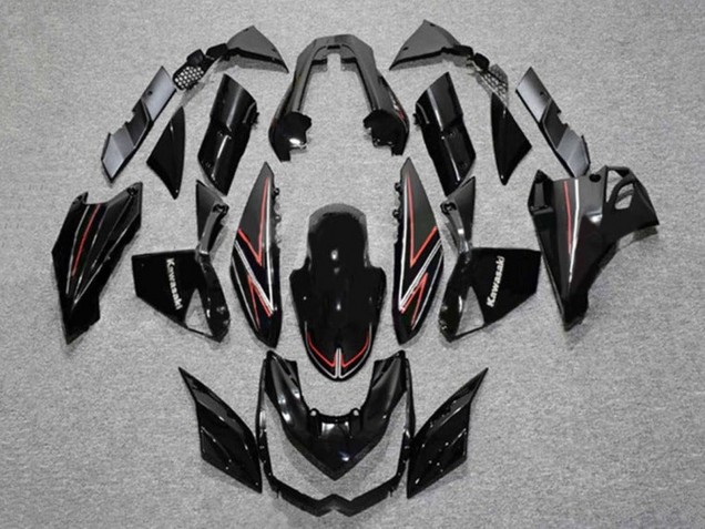 Carénages Moto Kawasaki Z1000 2010-2013 - Noir Brillant Rouge Bande