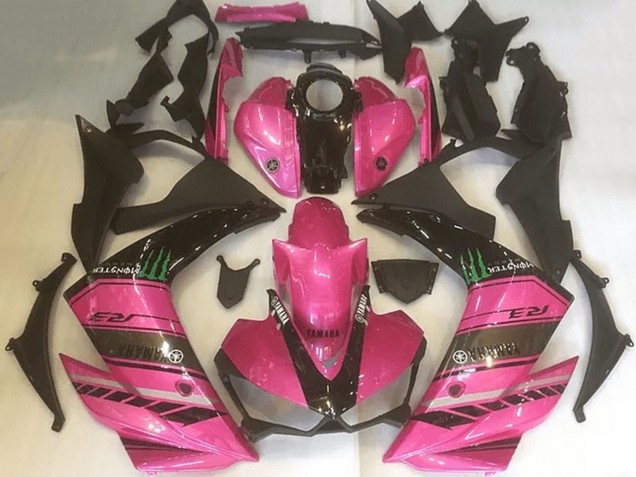 Carénages Moto Yamaha YZF R3 2015-2018 - Rose Noir Vert Monstre