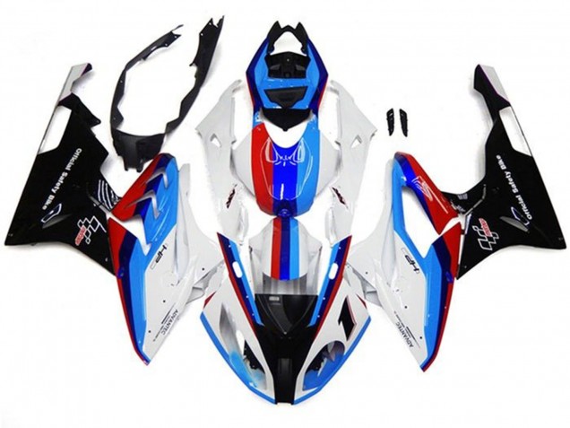 Carénages Moto BMW S1000RR 2017-2018 - Blanc Bleu Rouge Noir Bande