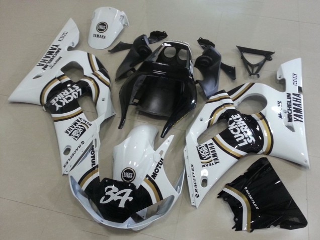 Carénages Moto Yamaha YZF R6 1998-2002 - Blanc Noir Motul Lucky Strike 34