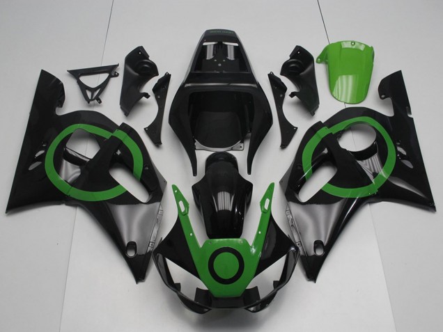 Carénages Moto Yamaha YZF R6 1998-2002 - Noir Brillant Vert Cercle
