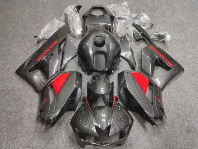 Carénages Moto Honda CBR600RR 2013-2023 - Fausse Fibre de Carbone Rouge