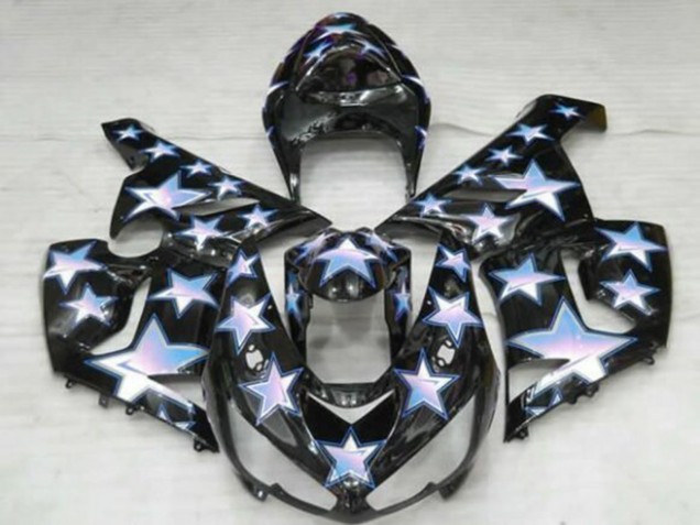 Carénages Moto Kawasaki ZX6R 2005-2006 - Noir Bleu Blanc Étoile
