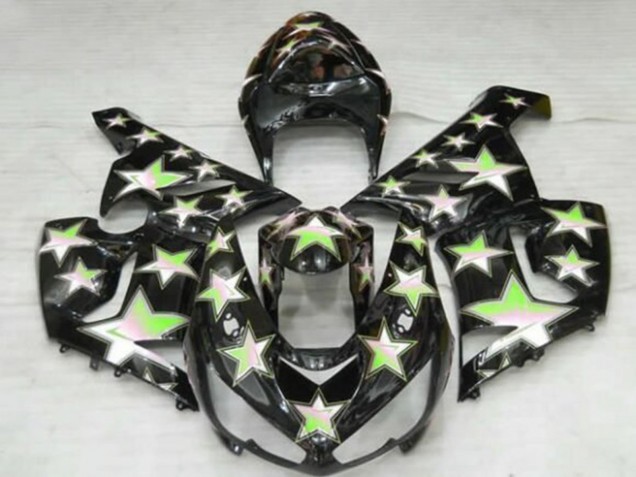 Carénages Moto Kawasaki ZX6R 2005-2006 - Noir Vert Étoile