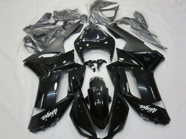 Carénages Moto Kawasaki ZX6R 2007-2008 - Noir Brillant Noir Mat Blanc Décalque