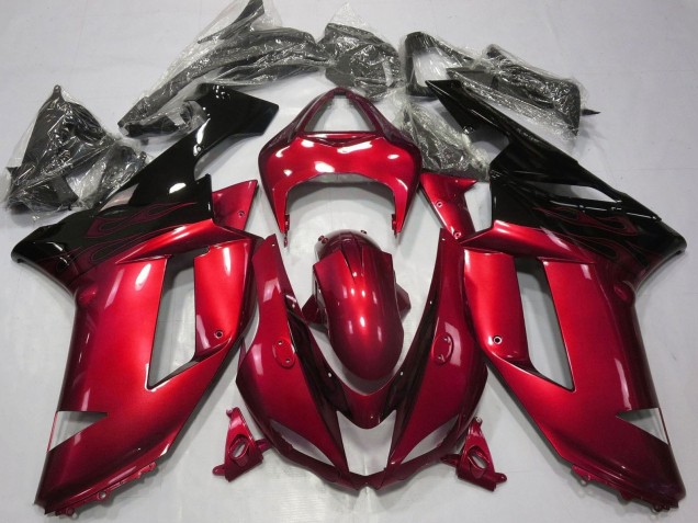 Carénages Moto Kawasaki ZX6R 2007-2008 - Bonbon Rouge Noir
