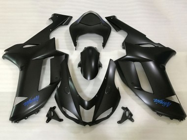 Carénages Moto Kawasaki ZX6R 2007-2008 - Noir Mat Bleu Ninja