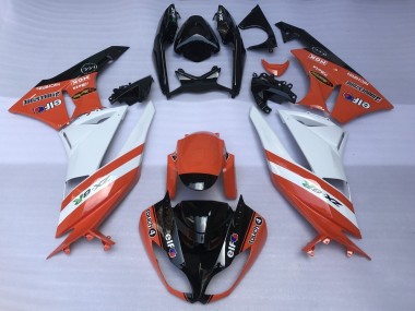 Carénages Moto Kawasaki ZX6R 2007-2008 - Orange Blanc Noir