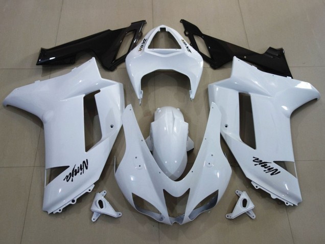 Carénages Moto Kawasaki ZX6R 2007-2008 - Blanc Noir