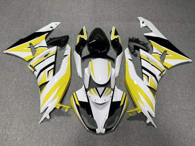 Carénages Moto Kawasaki ZX6R 2009-2012 - Blanc Jaune Noir