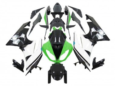 Carénages Moto Kawasaki ZX6R 2009-2012 - Vert Blanc Noir Brillant