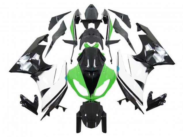 Carénages Moto Kawasaki ZX6R 2009-2012 - Vert Blanc Noir Brillant