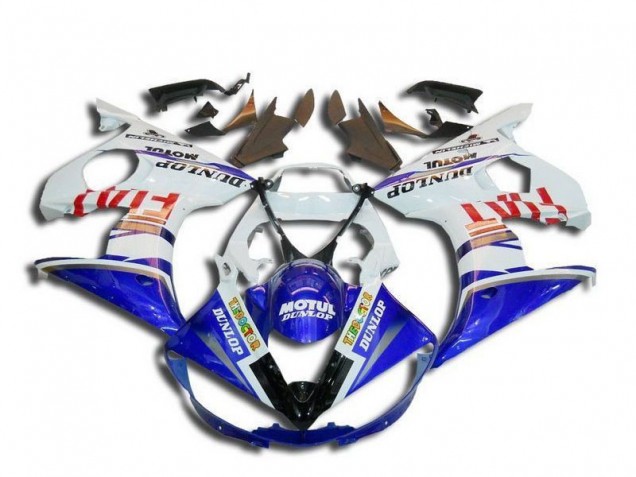 Carénages Moto Yamaha YZF R6 2003-2004 - Blanc Bleu Rouge Fiat Motul Dunlop Michelin