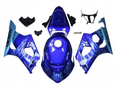 Carénages Moto Suzuki GSXR 1000 2003-2004 - Bleu Bleu Clair Blanc Flamme