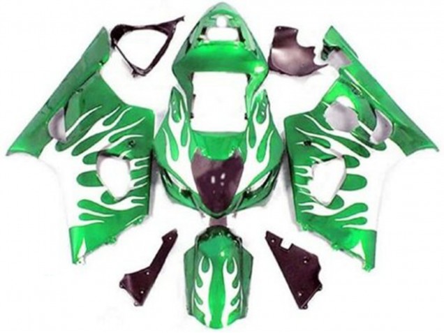 Carénages Moto Suzuki GSXR 1000 2003-2004 - Vert Blanc Flamme