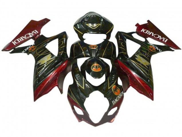 Carénages Moto Suzuki GSXR 1000 2005-2006 - Noir Rouge Or BACARDI