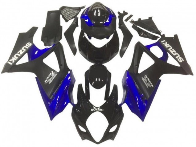 Carénages Moto Suzuki GSXR 1000 2007-2008 - Noir Brillant Noir Mat Bleu Gris