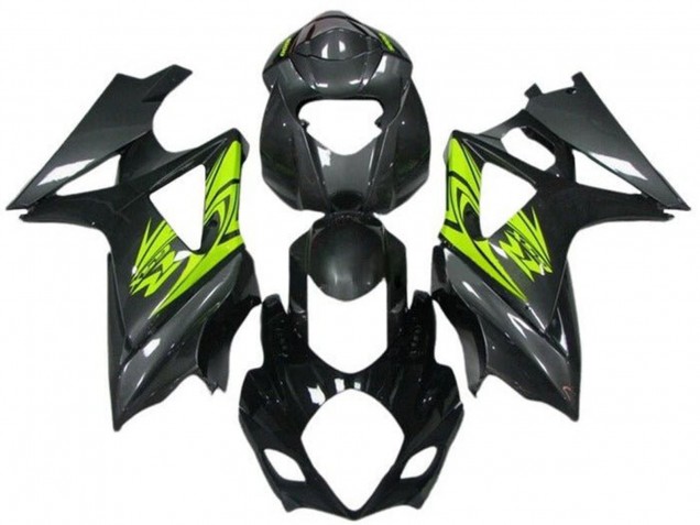 Carénages Moto Suzuki GSXR 1000 2007-2008 - Noir Jaune Néon