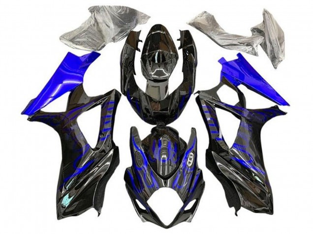 Carénages Moto Suzuki GSXR 1000 2007-2008 - Noir Bleu Flamme