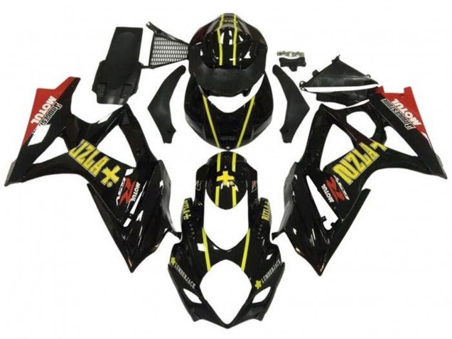 Carénages Moto Suzuki GSXR 1000 2007-2008 - Noir Jaune Rouge Rizla