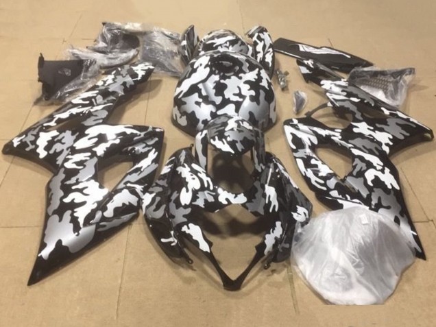 Carénages Moto Suzuki GSXR 1000 2007-2008 - Noir Blanc Gris Camouflage