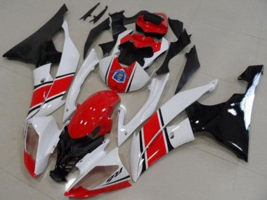 Plastique Moto ABS Yamaha YZF R6 2008-2016 - Blanc Rouge Noir Brillant