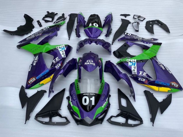 Carénages Moto Suzuki GSXR 1000 2009-2016 - Violet Vert Noir Jaune 01