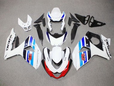 Carénages Moto Suzuki GSXR 1000 2009-2016 - Blanc Bleu Rouge Noir Bande