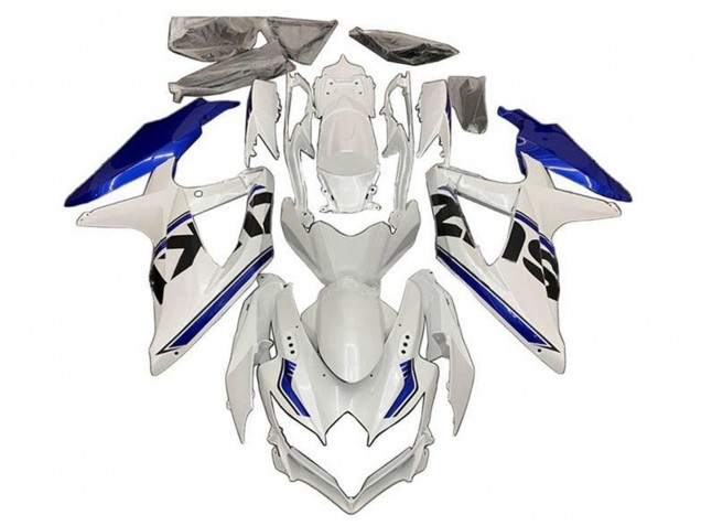 Carénages Moto Suzuki GSXR 600 / GSXR 750 2008-2010 - Blanc Bleu Noir Bande