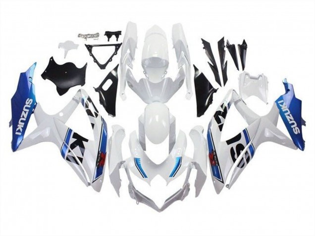 Carénages Moto Suzuki GSXR 600 / GSXR 750 2008-2010 - Blanc Bleu Bande