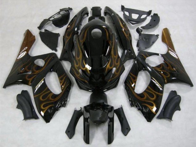 Carénages Moto Yamaha YZF600R Thundercat 1996-2007 - Noir Or Foncé Flamme
