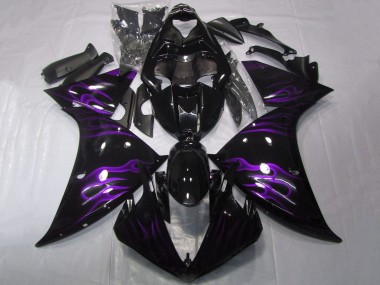 Carénages Moto Yamaha YZF 1000 R1 2009-2011 - Noir Brillant Violet Flamme