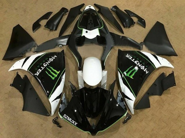 Carénages Moto Yamaha YZF 1000 R1 2009-2011 - Blanc Noir Vert Monstre Energy