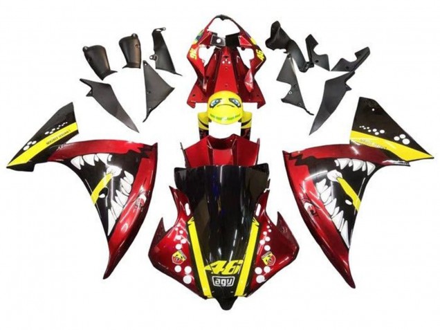 Carénages Moto Yamaha YZF 1000 R1 2009-2011 - Rouge Jaune Noir Requin