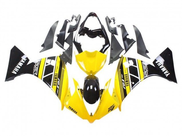 Carénages Moto Yamaha YZF 1000 R1 2009-2011 - Jaune Blanc Noir Bande