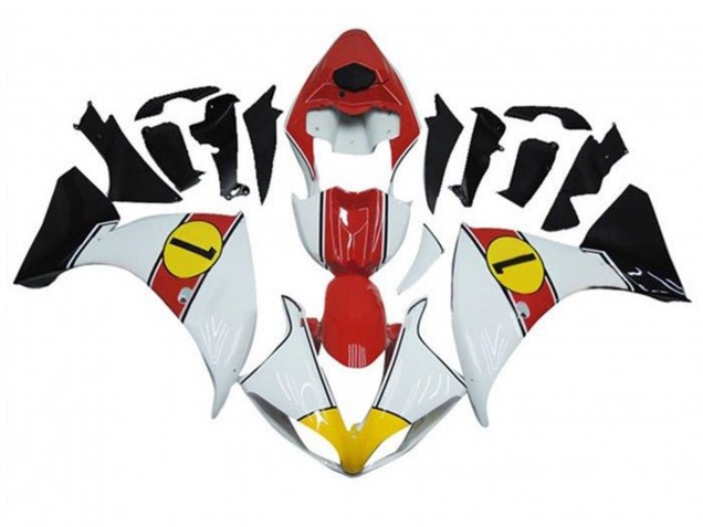 Carénages Moto Yamaha YZF 1000 R1 2012-2014 - Blanc Rouge Jaune Noir