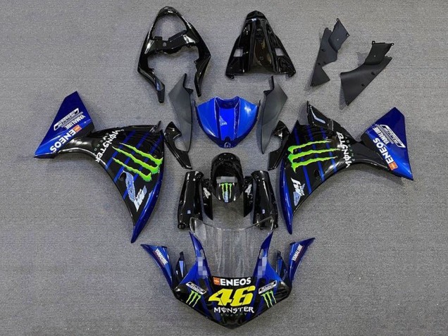 Carénages Moto Yamaha YZF 1000 R1 2012-2014 - Noir Brillant Bleu Vert Monstre Energy ENEOS Yamalube