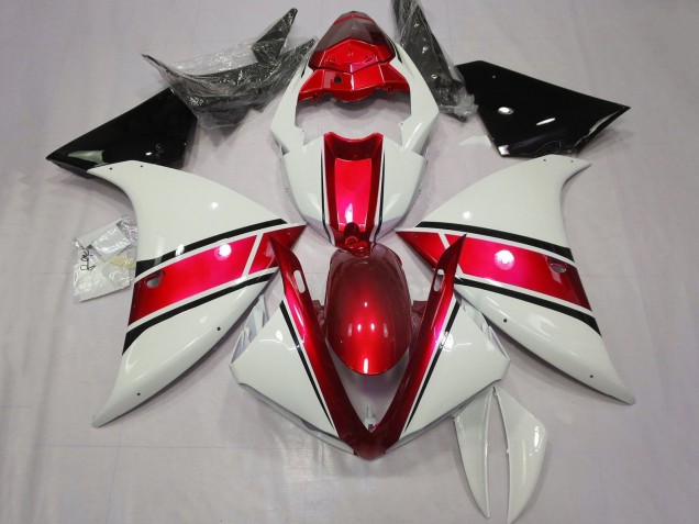 Carénages Moto Yamaha YZF 1000 R1 2012-2014 - Blanc Rouge Noir Brillant