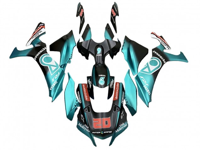 Carénages Moto Yamaha YZF 1000 R1 2020-2025 - Turquoise Bleu Noir Mat Petronas