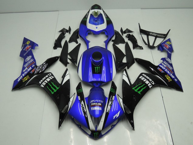 Carénages Moto Yamaha YZF 1000 R1 2004-2006 - Bleu Blanc Noir Vert Monstre Energy